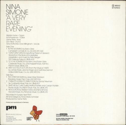 Nina Simone A Very Rare Evening vinyl LP album (LP record) German NNSLPAV697662
