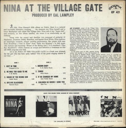 Nina Simone At The Village Gate vinyl LP album (LP record) US NNSLPAT697694