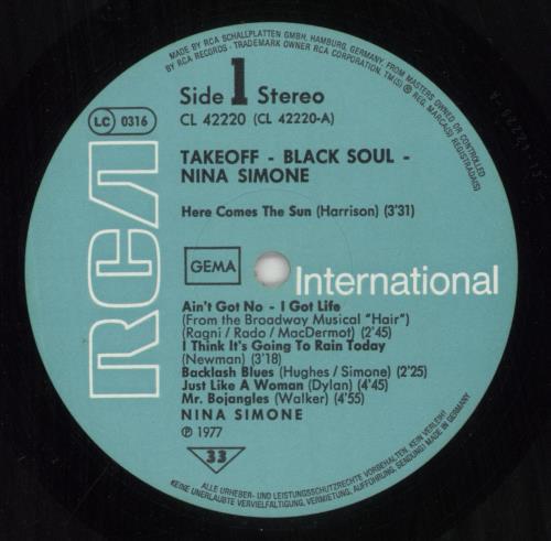 Nina Simone Black Soul vinyl LP album (LP record) German NNSLPBL851195
