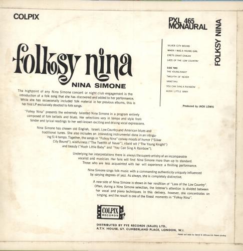 Nina Simone Folksy Nina vinyl LP album (LP record) UK NNSLPFO697673
