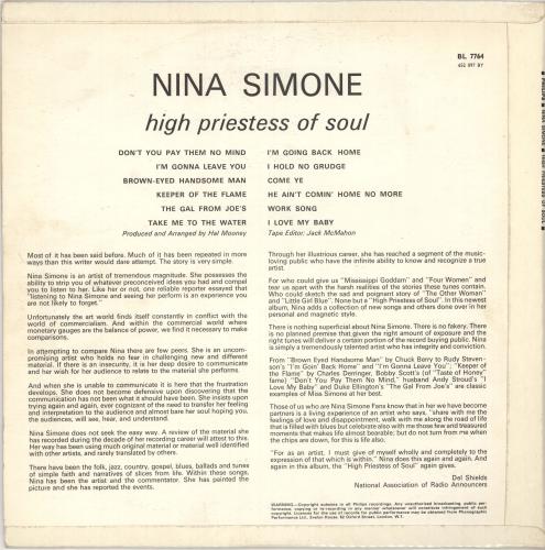 Nina Simone High Priestess Of Soul vinyl LP album (LP record) UK NNSLPHI531745
