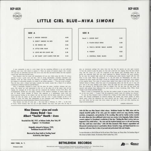 Nina Simone Little Girl Blue - 200gm vinyl LP album (LP record) US NNSLPLI871036