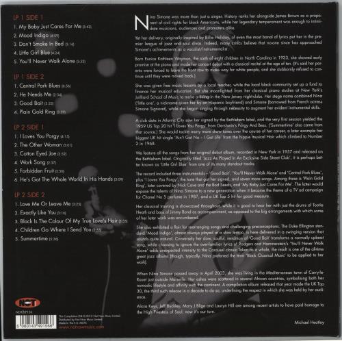 Nina Simone My Baby Just Cares For Me - 180gm Clear Vinyl 2-LP vinyl record set (Double LP Album) UK NNS2LMY785400
