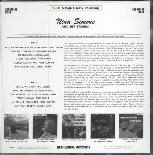 Nina Simone Nina Simone And Her Friends vinyl LP album (LP record) US NNSLPNI786324