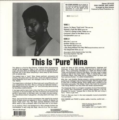 Nina Simone Nina Simone And Piano! - 180 Gram Gold Vinyl vinyl LP album (LP record) UK NNSLPNI879653