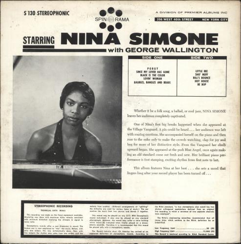 Nina Simone Starring Nina Simone With George Wallington vinyl LP album (LP record) US NNSLPST697667