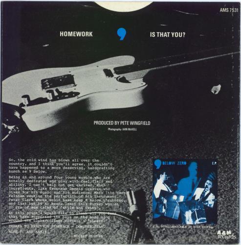 Nine Below Zero Homework 7" vinyl single (7 inch record / 45) UK NBZ07HO771742