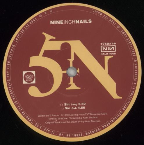 Nine Inch Nails Sin 12" vinyl single (12 inch record / Maxi-single) US NIN12SI25745