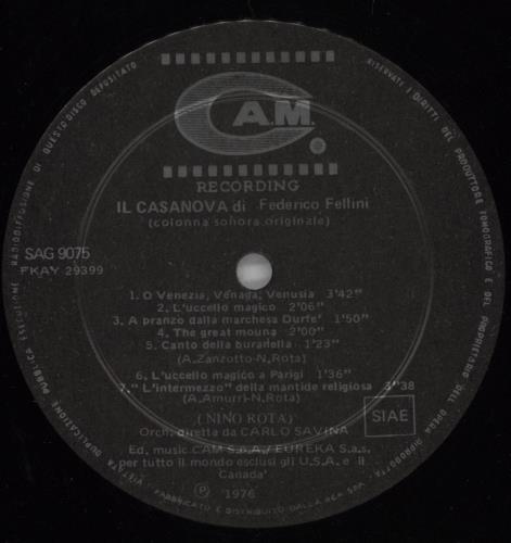 Nino Rota Il Casanova Di Federico Fellini vinyl LP album (LP record) Italian NC4LPIL823843