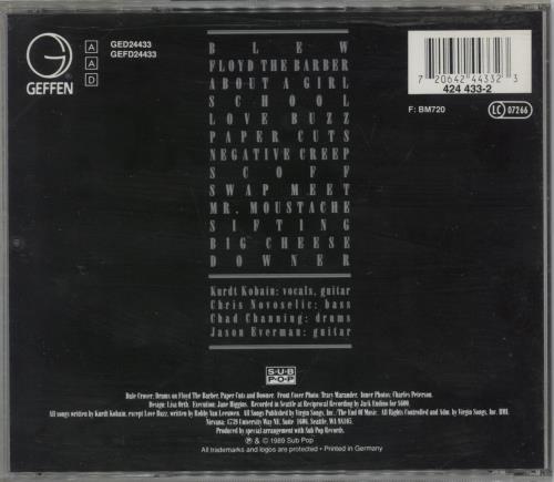 Nirvana (US) Bleach CD album (CDLP) UK NIRCDBL220303