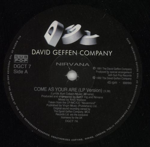 Nirvana (US) Come As You Are - EX 12" vinyl single (12 inch record / Maxi-single) UK NIR12CO567353