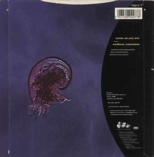 Nirvana (US) Come As You Are - VG 7" vinyl single (7 inch record / 45) UK NIR07CO869172