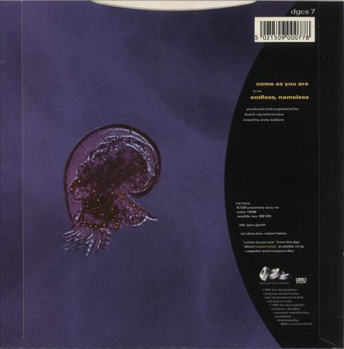 Nirvana (US) Come As You Are 7" vinyl single (7 inch record / 45) UK NIR07CO43465