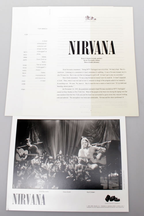 Nirvana (US) MTV Unplugged & Verse Chorus Verse media press pack US NIRPPMT194915