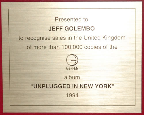 Nirvana (US) Unplugged award disc UK NIRAWUN608816