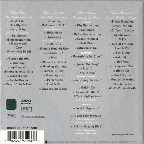 No Doubt Boom Box 3-disc CD/DVD Set UK NDB3DBO265367