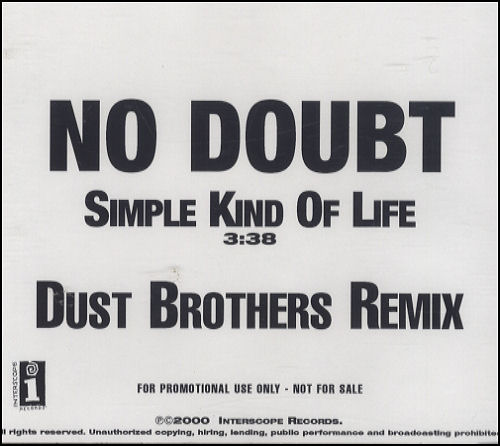 No Doubt Simple Kind Of Life - Dust Brothers Remix CD-R acetate US NDBCRSI161935