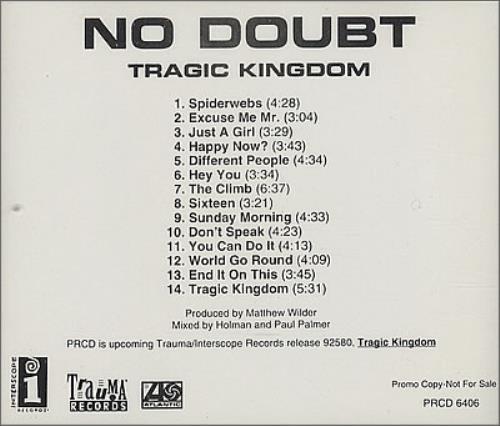 No Doubt Tragic Kingdom CD album (CDLP) US NDBCDTR113813