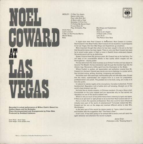 No�l Coward At Las Vegas vinyl LP album (LP record) UK NCALPAT664469