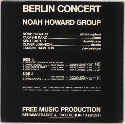 Noah Howard Berlin Concert vinyl LP album (LP record) German Q4BLPBE707052
