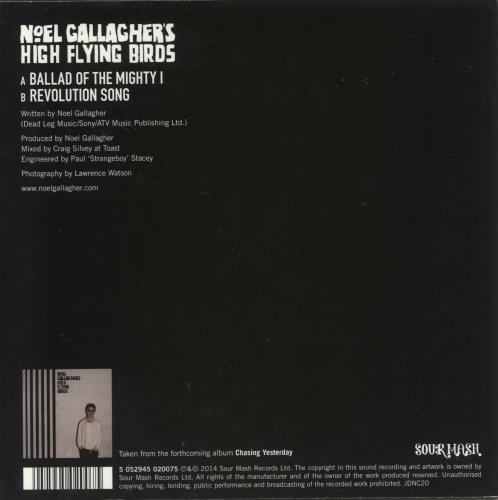 Noel Gallagher Ballad Of The Mighty I 7" vinyl single (7 inch record / 45) UK NGL07BA764946