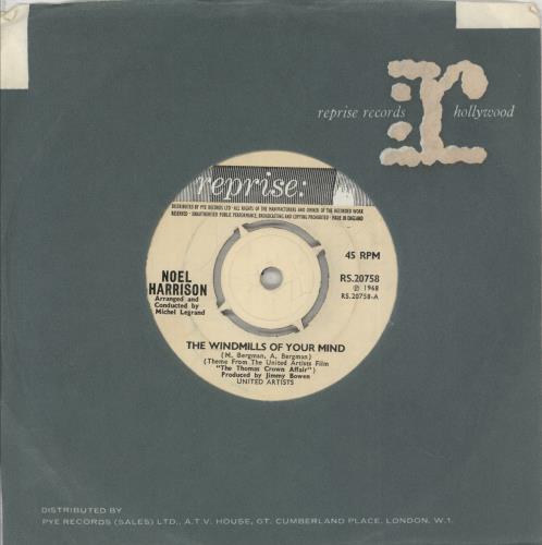 Noel Harrison The Windmills Of Your Mind - Four Prong Centre 7" vinyl single (7 inch record / 45) UK NA507TH511391