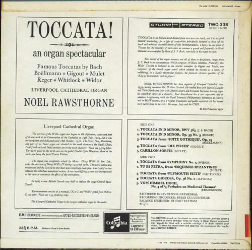 Noel Rawsthorne Toccata! An Organ Spectacular vinyl LP album (LP record) UK 2PGLPTO771688