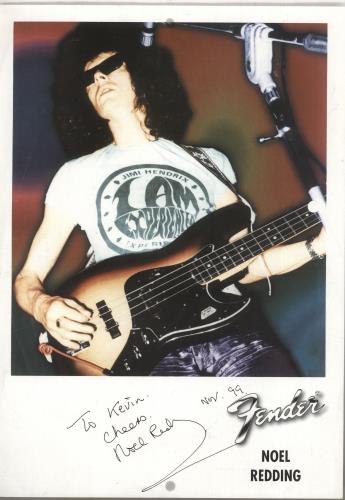 Noel Redding Autographed Fender Photo Print memorabilia UK NOEMMAU740234