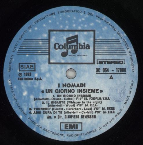 Nomadi Un Giorno Insieme vinyl LP album (LP record) Italian NO9LPUN879179