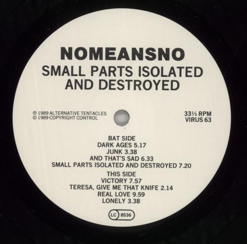 Nomeansno Small Parts Isolated And Destroyed vinyl LP album (LP record) UK NOQLPSM548414