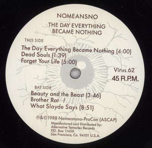 Nomeansno The Day Everything Became Nothing 12" vinyl single (12 inch record / Maxi-single) US NOQ12TH834171