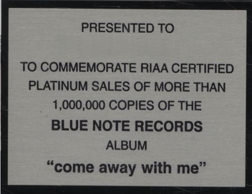 Norah Jones Come Away With Me award disc US NRJAWCO432249