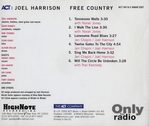 Norah Jones Free Country CD single (CD5 / 5") German NRJC5FR555263