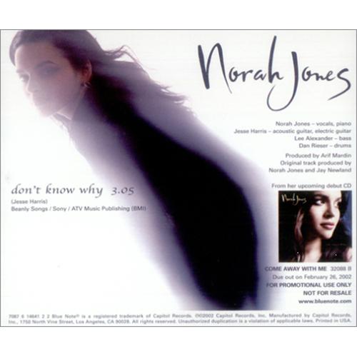 Norah Jones Don't Know Why US Promo CD single (CD5 / 5") (221515)
