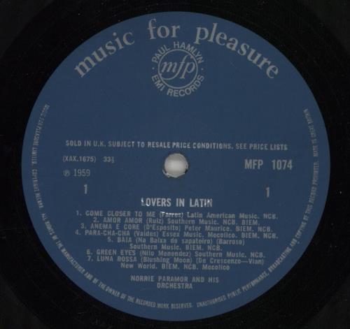 Norrie Paramor Lovers In Latin vinyl LP album (LP record) UK NPALPLO870289