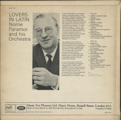 Norrie Paramor Lovers In Latin vinyl LP album (LP record) UK NPALPLO870289
