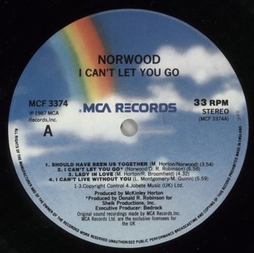 Norwood I Can't Let You Go vinyl LP album (LP record) UK 9-9LPIC876454