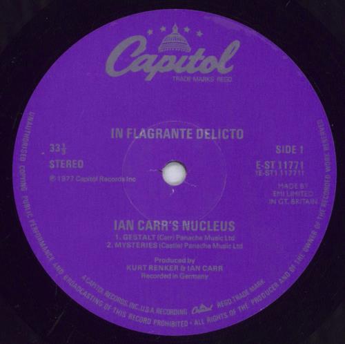 Nucleus In Flagrante Delicto - Promo Stamped vinyl LP album (LP record) UK NCULPIN833928