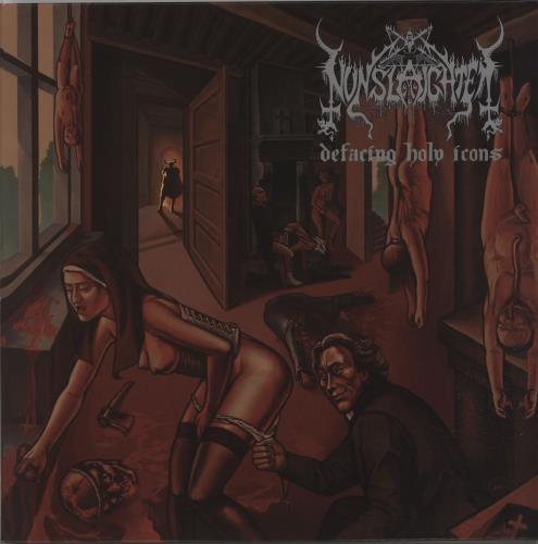 NunSlaughter Defacing Holy Icons / Throne Of Sluts - Splatter Vinyl vinyl LP album (LP record) US OWVLPDE659155