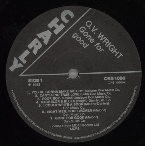 O.V. Wright Gone For Good vinyl LP album (LP record) UK OVWLPGO281845