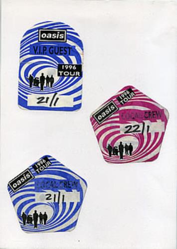 Oasis 1996 Set Of 3 Crew/VIP Passes tour pass UK OASTPSE293839