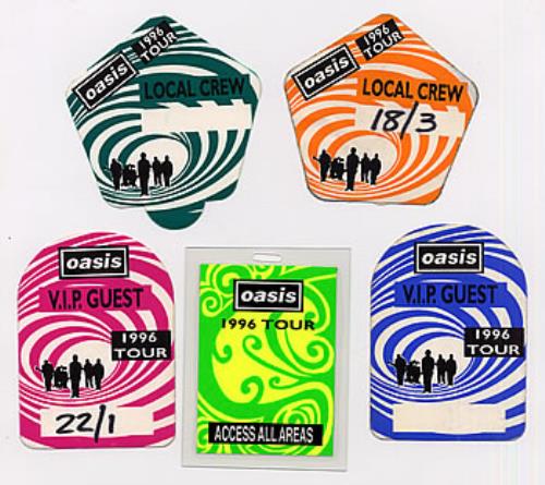 Oasis 1996 Tour Passes/Laminate tour pass UK OASTPTO297931