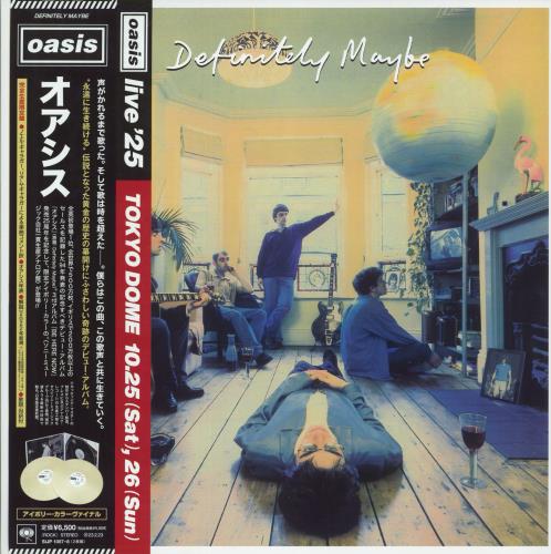 Oasis Definitely Maybe - Ivory Vinyl - Live '25 Obi 2-LP vinyl record set (Double LP Album) Japanese OAS2LDE870637