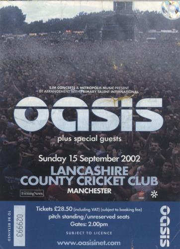 Oasis Heathen Chemistry Tour + Ticketstub tour programme UK OASTRHE871295