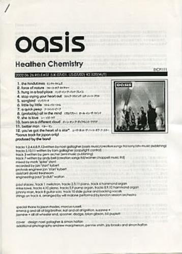 Oasis Heathen Chemistry media press pack Japanese OASPPHE289688