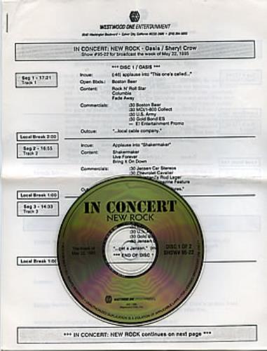 Oasis In Concert CD album (CDLP) US OASCDIN50034