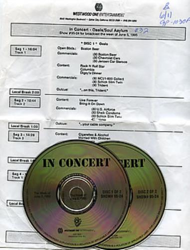 Oasis In Concert CD album (CDLP) US OASCDIN75683