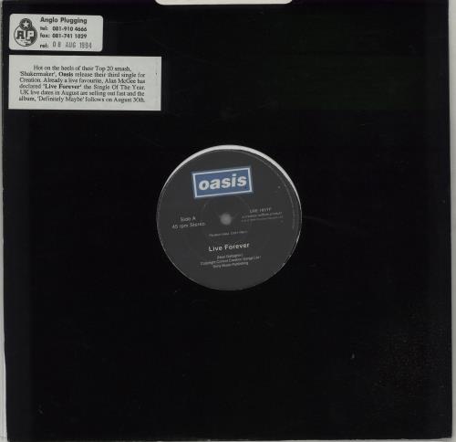 Oasis Live Forever + HYPE & Anglo stickers 12" vinyl single (12 inch record / Maxi-single) UK OAS12LI38703