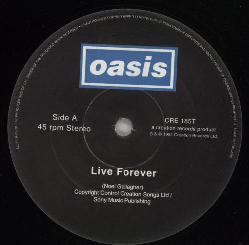 Oasis Live Forever - VG 12" vinyl single (12 inch record / Maxi-single) UK OAS12LI881213