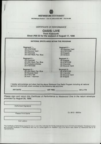 Oasis Live From Knebworth 2 CD album set (Double CD) US OAS2CLI85177